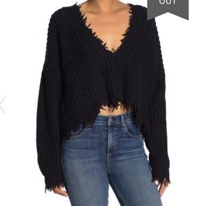 Wildfox Deep-V Reversible Palmetto Sweater Black
